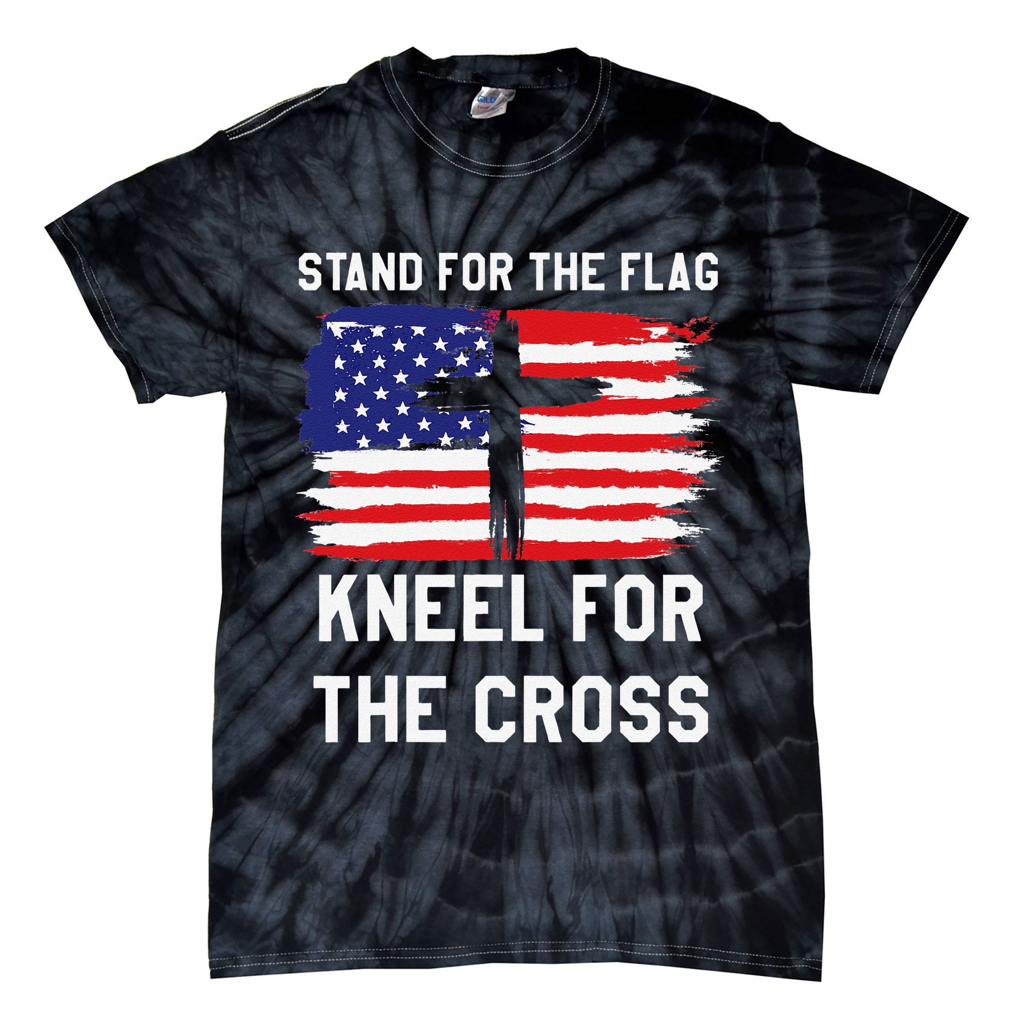 I Stand For The Flag Kneel For The Cross Patriotic Christian Tie-Dye T-Shirt