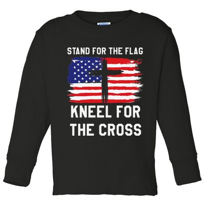 I Stand For The Flag Kneel For The Cross Patriotic Christian Toddler Long Sleeve Shirt