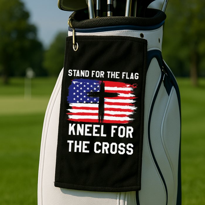 I Stand For The Flag Kneel For The Cross Patriotic Christian Golf Towel