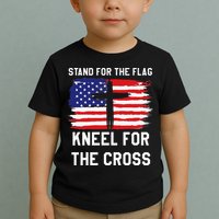 I Stand For The Flag Kneel For The Cross Patriotic Christian Toddler T-Shirt