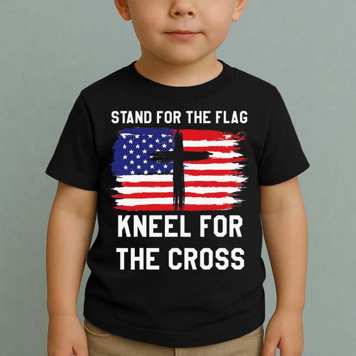 I Stand For The Flag Kneel For The Cross Patriotic Christian Toddler T-Shirt