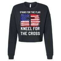 I Stand For The Flag Kneel For The Cross Patriotic Christian Cropped Pullover Crew