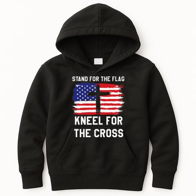 I Stand For The Flag Kneel For The Cross Patriotic Christian Kids Hoodie