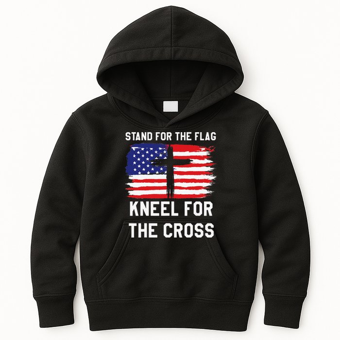 I Stand For The Flag Kneel For The Cross Patriotic Christian Kids Hoodie