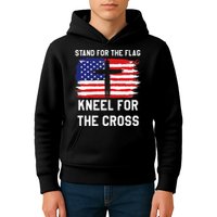 I Stand For The Flag Kneel For The Cross Patriotic Christian Kids Hoodie