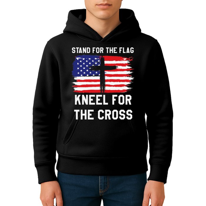I Stand For The Flag Kneel For The Cross Patriotic Christian Kids Hoodie