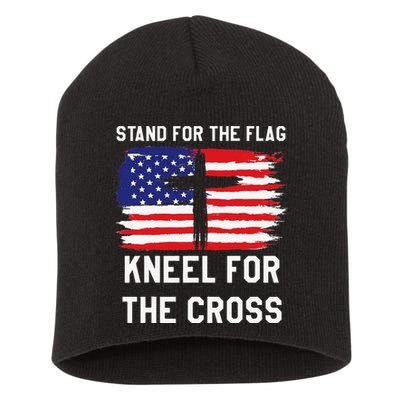 I Stand For The Flag Kneel For The Cross Patriotic Christian Short Acrylic Beanie