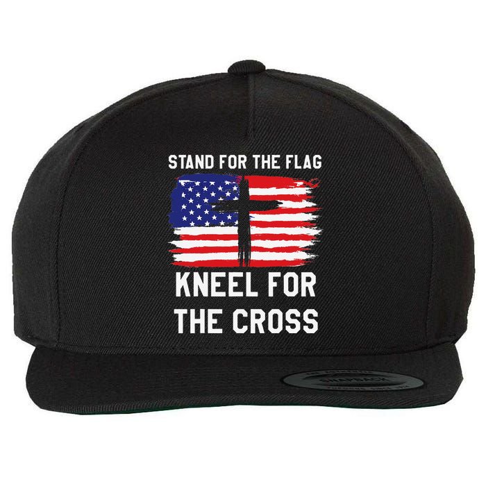 I Stand For The Flag Kneel For The Cross Patriotic Christian Wool Snapback Cap
