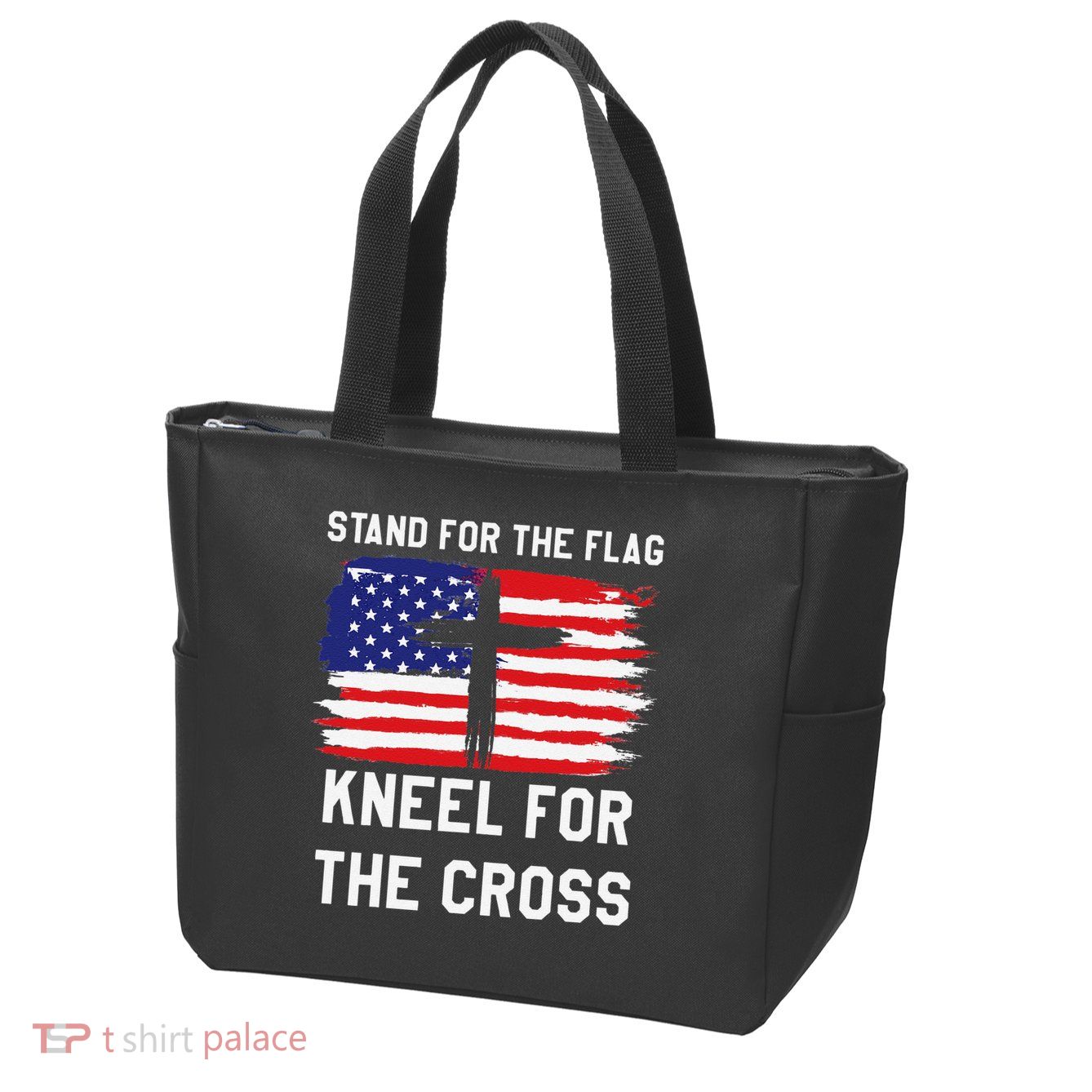 I Stand For The Flag Kneel For The Cross Patriotic Christian Zip Tote Bag