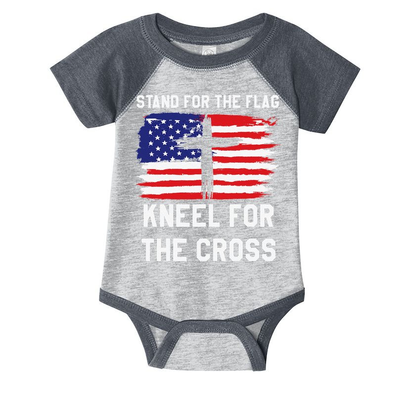 I Stand For The Flag Kneel For The Cross Patriotic Christian Infant Baby Jersey Bodysuit