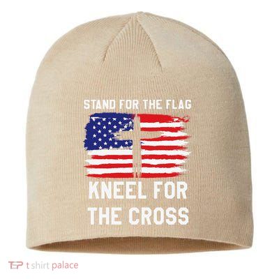 I Stand For The Flag Kneel For The Cross Patriotic Christian Sustainable Beanie