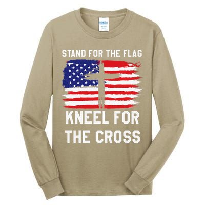 I Stand For The Flag Kneel For The Cross Patriotic Christian Tall Long Sleeve T-Shirt