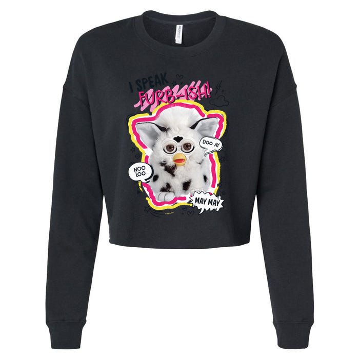 I Speak Furbish! Snowball Retro Vibes Big Chest Cropped Pullover Crew