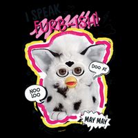 I Speak Furbish! Snowball Retro Vibes Big Chest Cropped Pullover Crew
