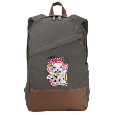 I Speak Furbish! Snowball Retro Vibes Big Chest Cotton Canvas Backpack
