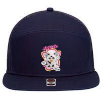 I Speak Furbish! Snowball Retro Vibes Big Chest 7 Panel Mesh Trucker Snapback Hat