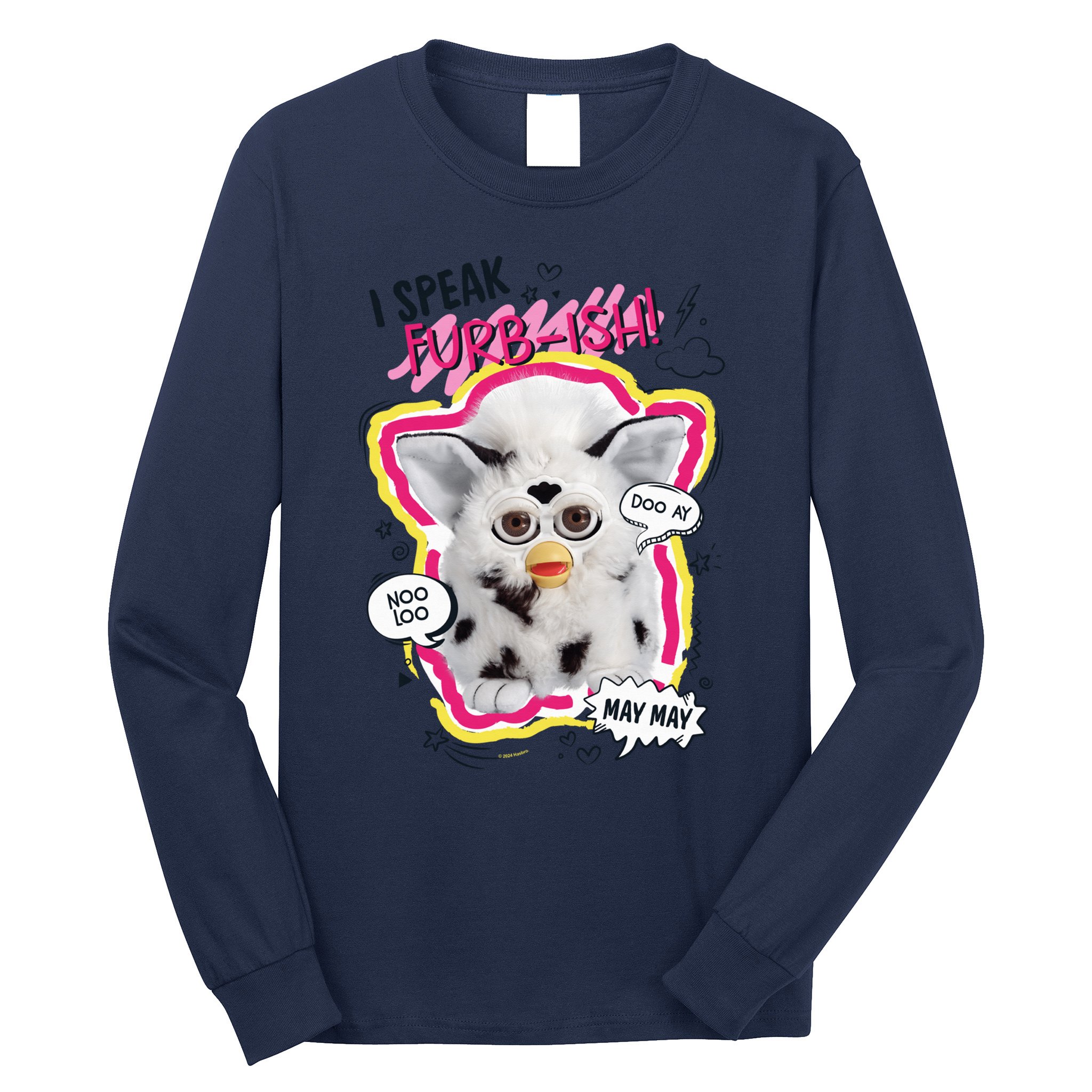 I Speak Furbish! Snowball Retro Vibes Big Chest Long Sleeve Shirt