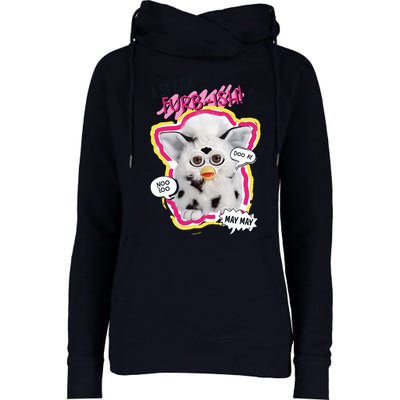 I Speak Furbish! Snowball Retro Vibes Big Chest Womens Funnel Neck Pullover Hood