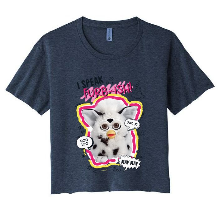I Speak Furbish! Snowball Retro Vibes Big Chest Women's Crop Top Tee