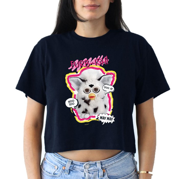 I Speak Furbish! Snowball Retro Vibes Big Chest Women's Crop Top Tee