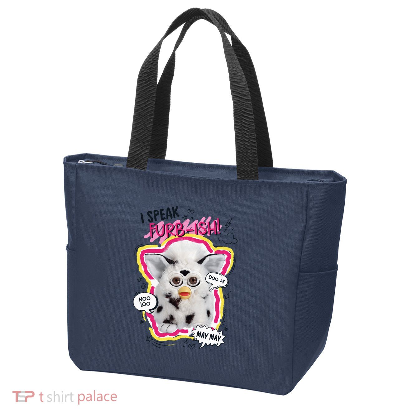 I Speak Furbish! Snowball Retro Vibes Big Chest Zip Tote Bag