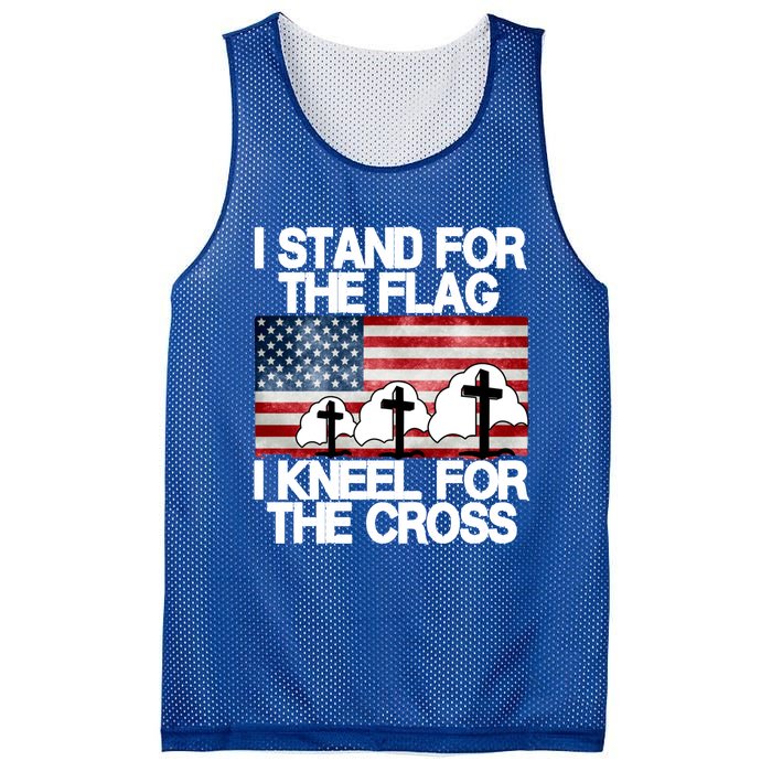 I Stand For The Flag I Kneel For The Cross Usa Patriotic Funny Gift Mesh Reversible Basketball Jersey Tank