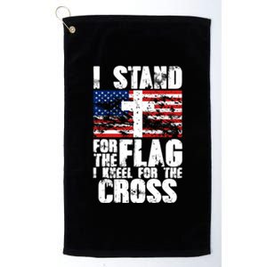 I Stand For The National Anthem Cross Us Flag Funny Gift Platinum Collection Golf Towel