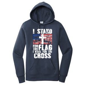 I Stand For The National Anthem Cross Us Flag Funny Gift Women's Pullover Hoodie