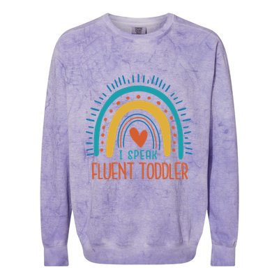 I Speak Fluent Toddler Funny Colorblast Crewneck Sweatshirt