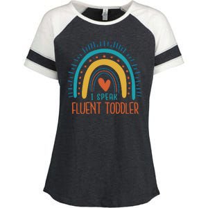 I Speak Fluent Toddler Funny Enza Ladies Jersey Colorblock Tee