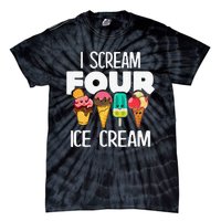 I Scream Four Ice Cream Funny 4 Years Old Birthday Tie-Dye T-Shirt