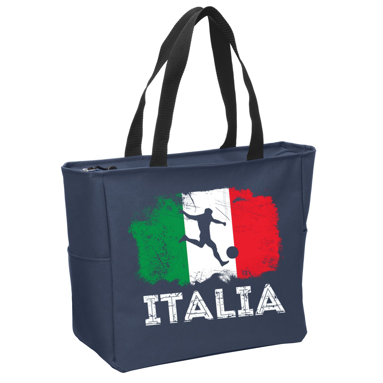 Italian soccer grunge flag Zip Tote Bag