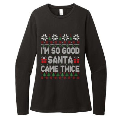 IM So Good Santa Came Twice Santa Matching Couple Christmas Gift Womens CVC Long Sleeve Shirt