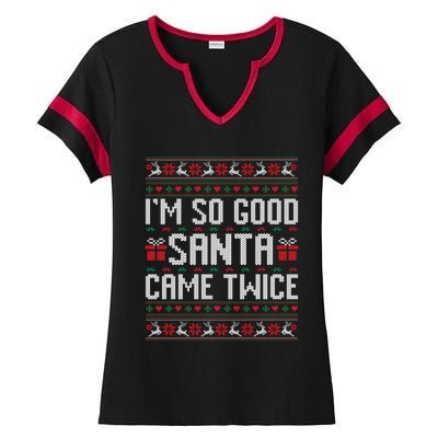 IM So Good Santa Came Twice Ugly Xmas Couples Matching Cute Gift Ladies Halftime Notch Neck Tee