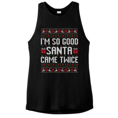 IM So Good Santa Came Twice Ugly Xmas Couples Matching Cute Gift Ladies PosiCharge Tri-Blend Wicking Tank