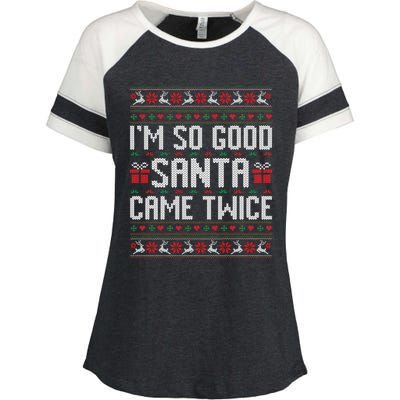 IM So Good Santa Came Twice Ugly Xmas Couples Matching Cute Gift Enza Ladies Jersey Colorblock Tee