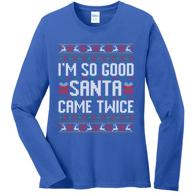 IM So Good Santa Came Twice Ugly Xmas Couples Matching Cute Gift Ladies Long Sleeve Shirt