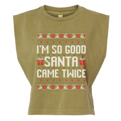 IM So Good Santa Came Twice Ugly Xmas Couples Matching Cute Gift Garment-Dyed Women's Muscle Tee