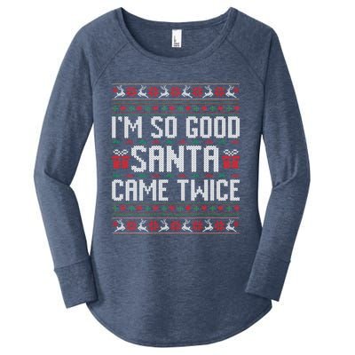 IM So Good Santa Came Twice Ugly Xmas Couples Matching Cute Gift Women's Perfect Tri Tunic Long Sleeve Shirt