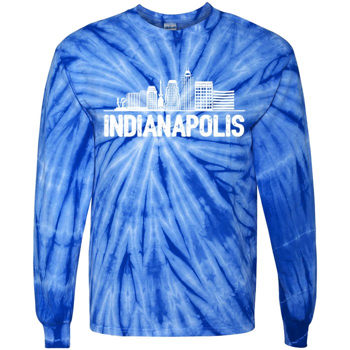 Indianapolis Skyline Gift Tie-Dye Long Sleeve Shirt