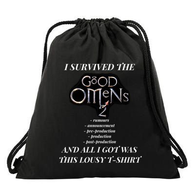 I Survived Good Omens 2 Drawstring Bag