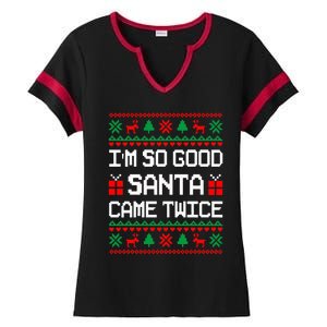 Im So Good Santa Came Twice Couples Matching Christmas Xmas Swea Ladies Halftime Notch Neck Tee