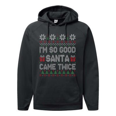 I'm So Good Santa Came Twice Santa Matching Couple Christmas  Performance Fleece Hoodie