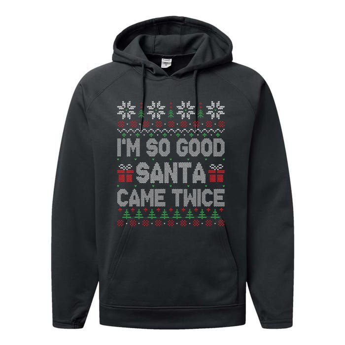 I'm So Good Santa Came Twice Santa Matching Couple Christmas  Performance Fleece Hoodie