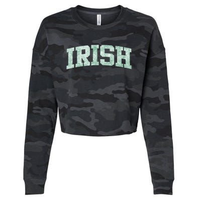 Irish Shamrock Green Plaid Vintage Cropped Pullover Crew