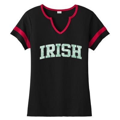 Irish Shamrock Green Plaid Vintage Ladies Halftime Notch Neck Tee