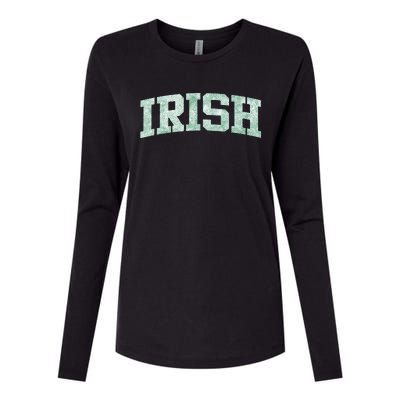 Irish Shamrock Green Plaid Vintage Womens Cotton Relaxed Long Sleeve T-Shirt