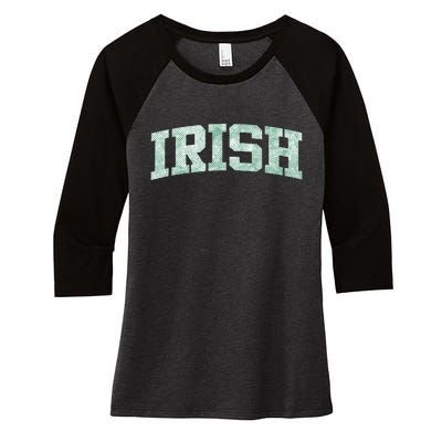 Irish Shamrock Green Plaid Vintage Women's Tri-Blend 3/4-Sleeve Raglan Shirt