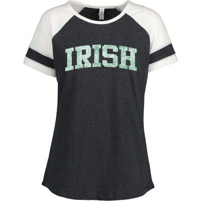 Irish Shamrock Green Plaid Vintage Enza Ladies Jersey Colorblock Tee