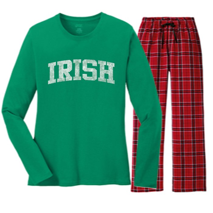 Irish Shamrock Green Plaid Vintage Women's Long Sleeve Flannel Pajama Set 